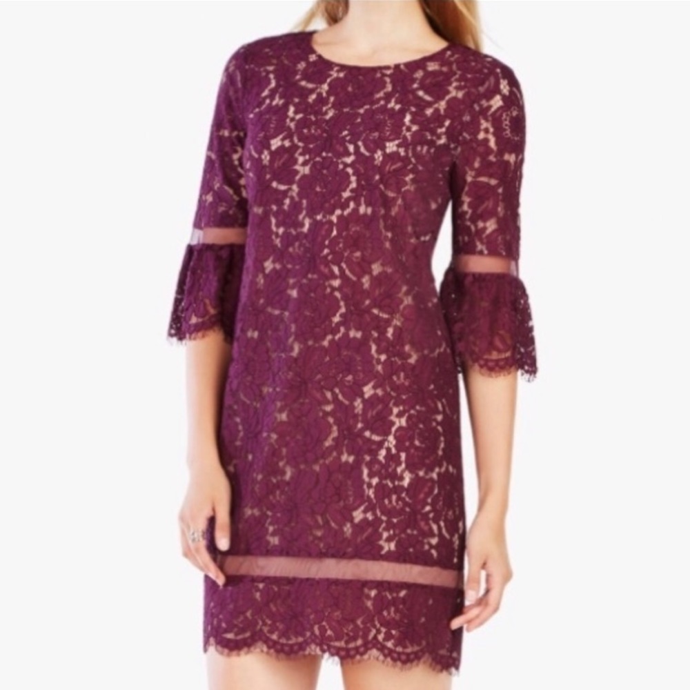 BCBGMaxAzria Plum Lace Midi Dress